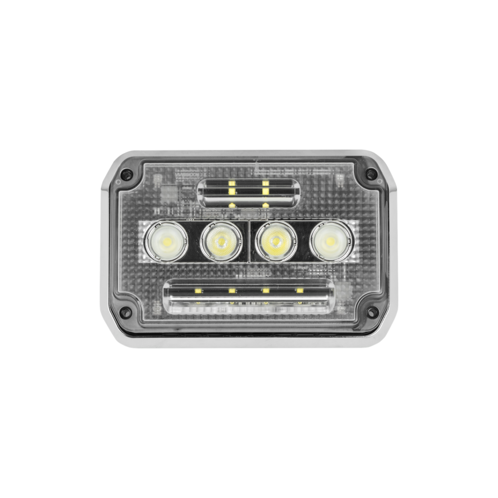 A Guardian Junior Surface Mounted LED Scene Light by FireTech for mounting on the side of the apparatus.