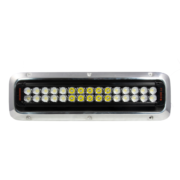 A semi-recessed 15,800 Lumen Double Stack MiniBrow LED Light by FireTech HiViz Lighting